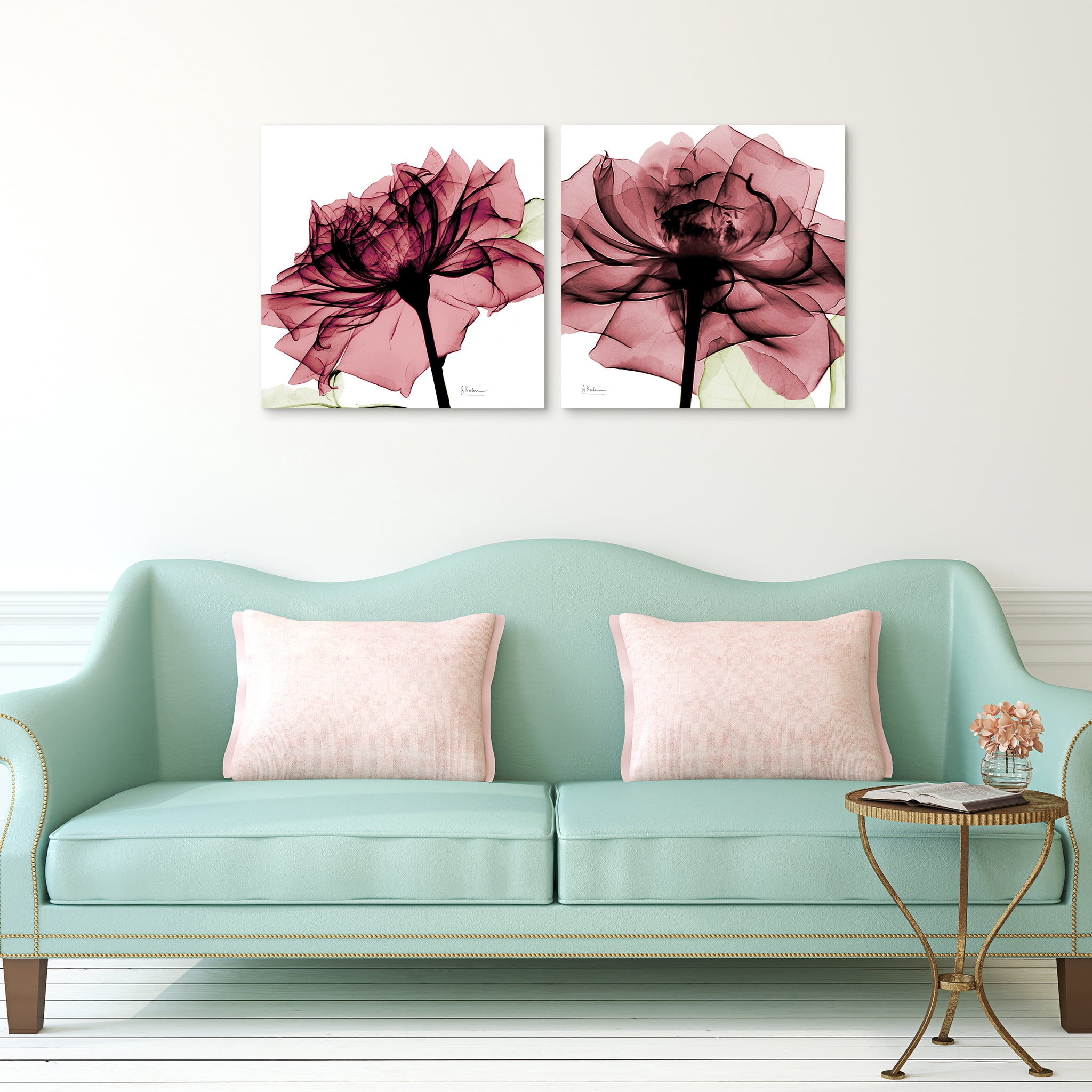 Empire Art Direct Chianti Rose I & II Frameless Free Floating Tempered Glass Panel Graphic Wall Art, 24" x 24" each, Ready to Hang