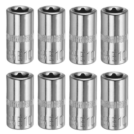 Uxcell 8pcs E-Torx Socket 1/4" Drive E10 External Torx Deep Socket CR-V Star Socket 1" Length