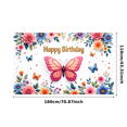 thumbnail image 2 of Floral Happy Birthday Decorative Butterfly Banner for Birthday Party Celebration Garden Event, 2 of 2