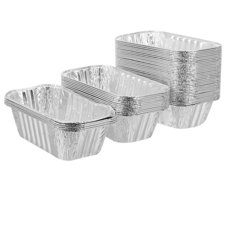 TEHAUX 50Pcs Aluminum Foil Loaf Pan Multi Function Bakery Case for Bread and Cake Baking