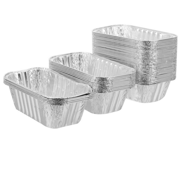TEHAUX 50Pcs Aluminum Foil Loaf Pan Multi Function Bakery Case for Bread and Cake Baking