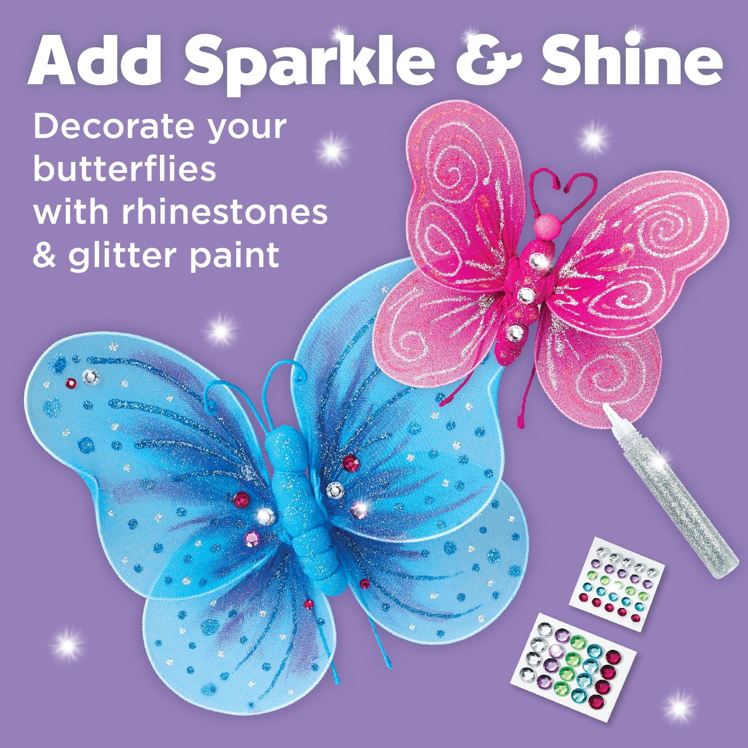 Craft Butterflies Glitter Assorted 6pk - Discount Craft