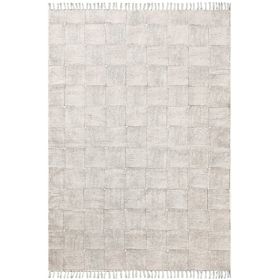 Casavani Handblock Printed Cotton Dhurrie Living Room Area Carpet, Gray 2x3 feet