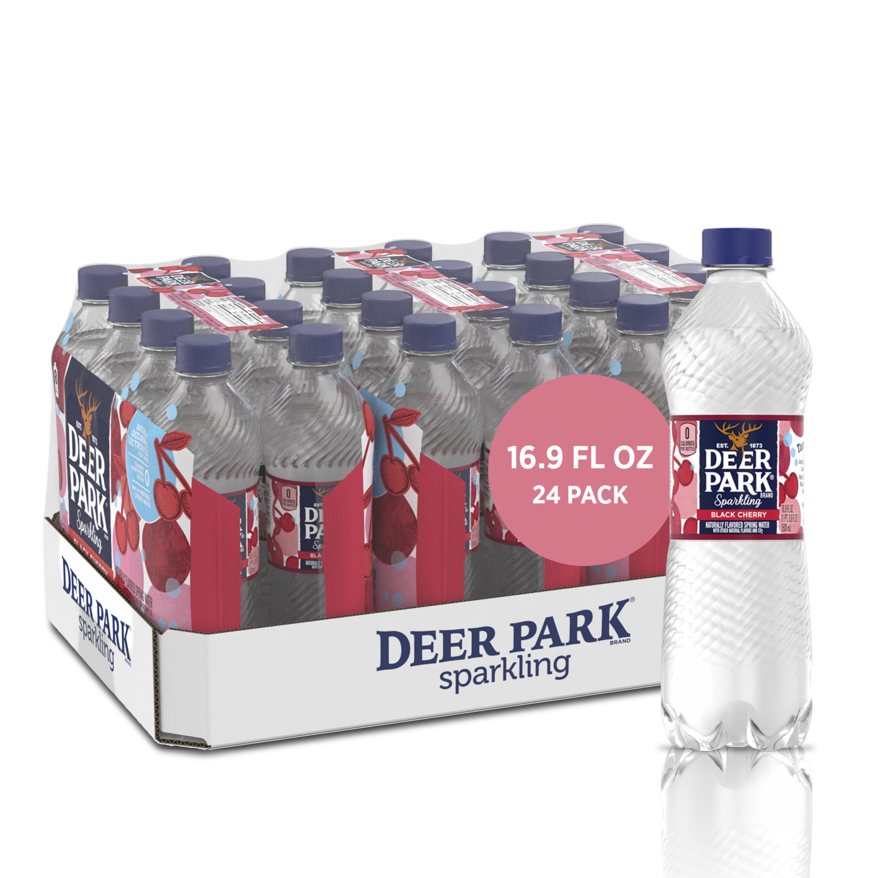Deer Park Sparkling Water, Black Cherry, 16.9 oz. Bottles (24 Count)