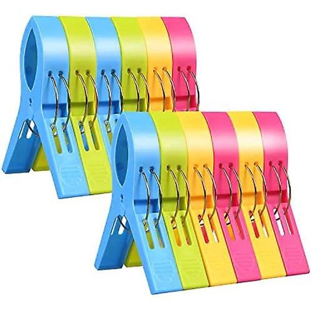 Pinzas para toallas, pinzas para toallas de playa de 12 paquetes, pinzas para toallas de playa, pinzas para toallas de mano, pinzas a prueba de viento en la playa y camas solares para lavandería Feliz Sencillez