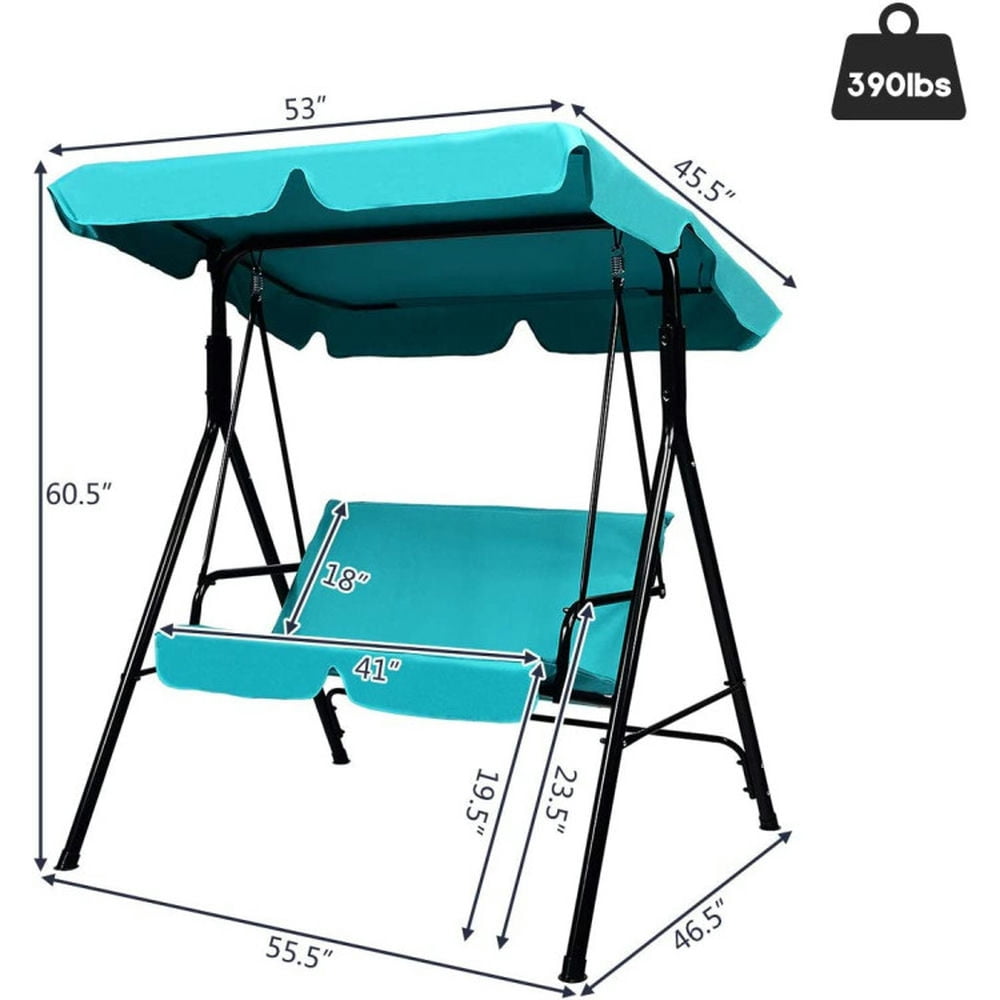 Kadyn Patio Swing Chair, Outdoor Swing Bench,Steel Frame Outdoor Loveseat Patio Canopy Swing with Cushion-Blue