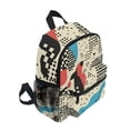 thumbnail image 2 of FORMRS School Backpack with Front Zippered Pocket 12" Student Travel Daypack, Blue Retro Print, 2 of 6