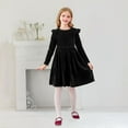 thumbnail image 4 of ANINEO Girls Long Sleeve Ruffle Dresses Solid Ribbed Knit Fall Winter Dresses for Toddler Casual Bowknot Dresses 5-12 Years, 4 of 4