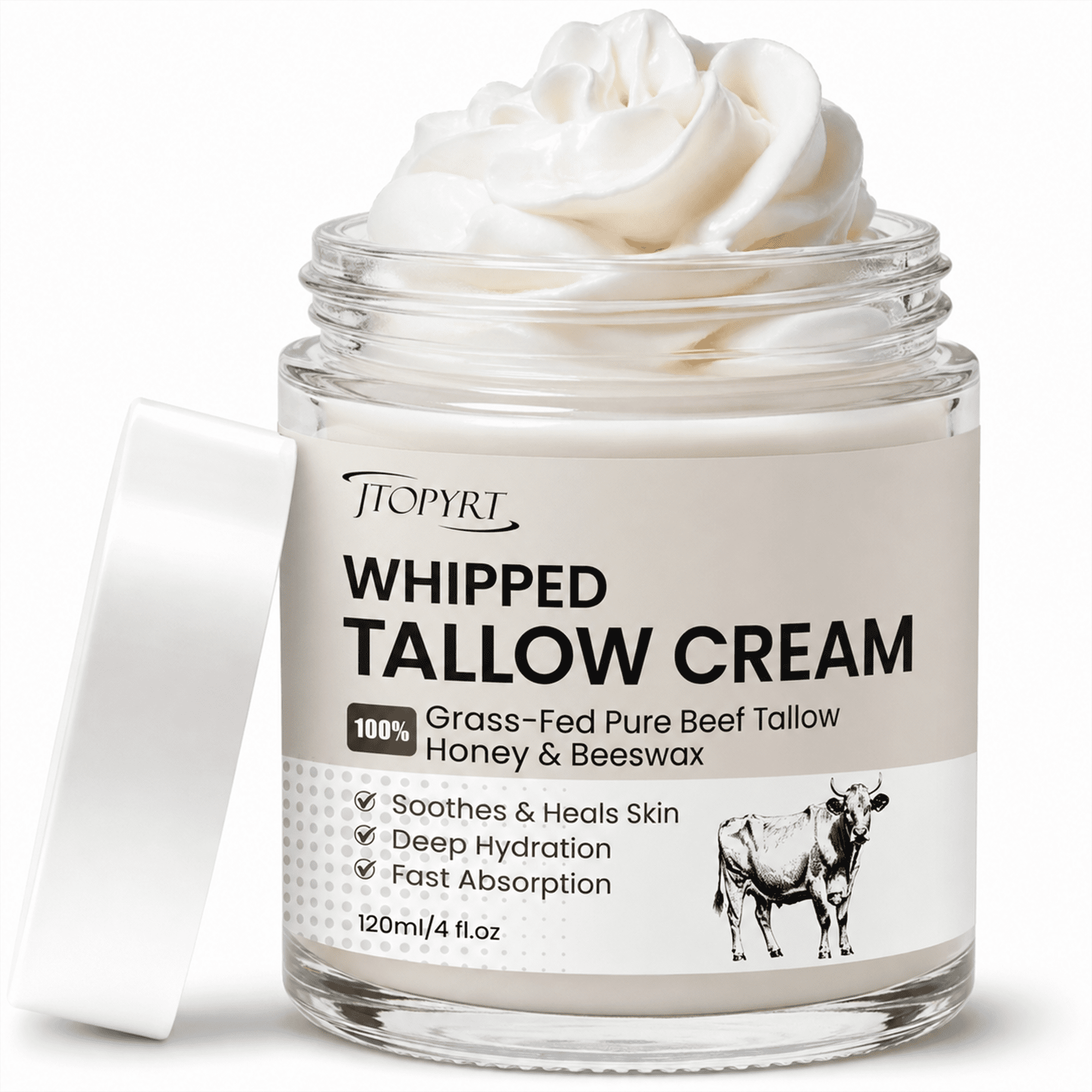 Jtopyrt 100% Grass Fed Beef Tallow for Skin - Face Moisturizer for Dry Skin Natural cream