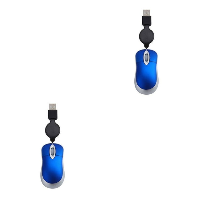braveheart Computer for Ultra-lightweight Mouse Wired Optical 1000 DPI Universal Telescopic Retractable Gaming Mice for Kids Blue 2Set