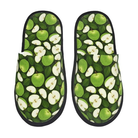 Balery Green Fruit Slient Indoor Furry Fleece Comfort House Shoes Soft Non-Slip Home Shoes Cotton slippers House Slippers-- Large