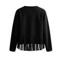 thumbnail image 5 of Ndbuld Women Light Jacket Women V Open Front Long Sleeve Studded Fringe Tassel Cropped Solid Casual Western Jacket Outerwear,Black,XXL, 5 of 7