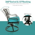 thumbnail image 6 of MEETWARM 9-Piece Outdoor Patio Dining Set, All-Weather Cast Aluminum Patio Conversation Set- 8 Cushioned Swivel Rocker, 61" Round Patio Dining Table w/Detachable Lazy Susan/Umbrella Hole, Ocean Blue, 6 of 9