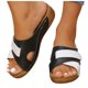 thumbnail image 3 of Bmisegm Ladies Summer Retro Solid Colour Glossy Hollow Slope Heel Beach Thick Bottom Large Size Arch Bottom Cool Slippers Womens Sandals Summer Black 7, 3 of 9