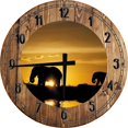 Large Wood Wall Clock 24 Inch Round Elephant Wall Art Silhouette