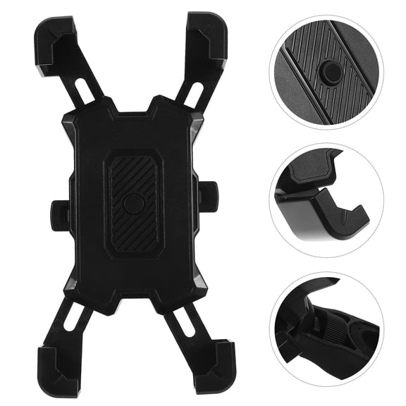 OFFIGAM Black ABS Bike Phone Mount, Reusable Stable Clamp Handlebar Cell Phone Holder for Cycling Road Bike Bike Accessory