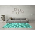 thumbnail image 3 of Ahgly Company Indoor Rectangle Abstract Turquoise Blue Modern Area Rugs, 2' x 5', 3 of 4
