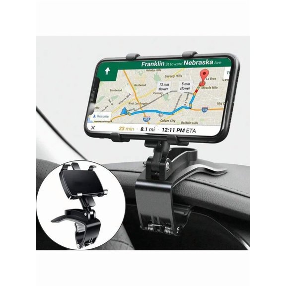 Car Phone Holder Mount for Dashboard and Windshield, 360° Rotation Adjustable Universal Desktop Stand with Upgraded Suction Cup Never Fall Grip for iPhone and Android, Black