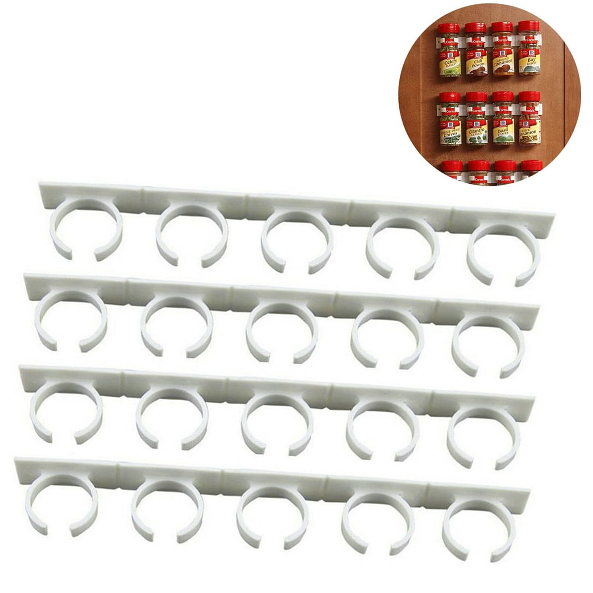 Kitchen RV Spice Gripper Clip Strip 20 Jar Rack Storage Holder Wall Cabinet Door 
