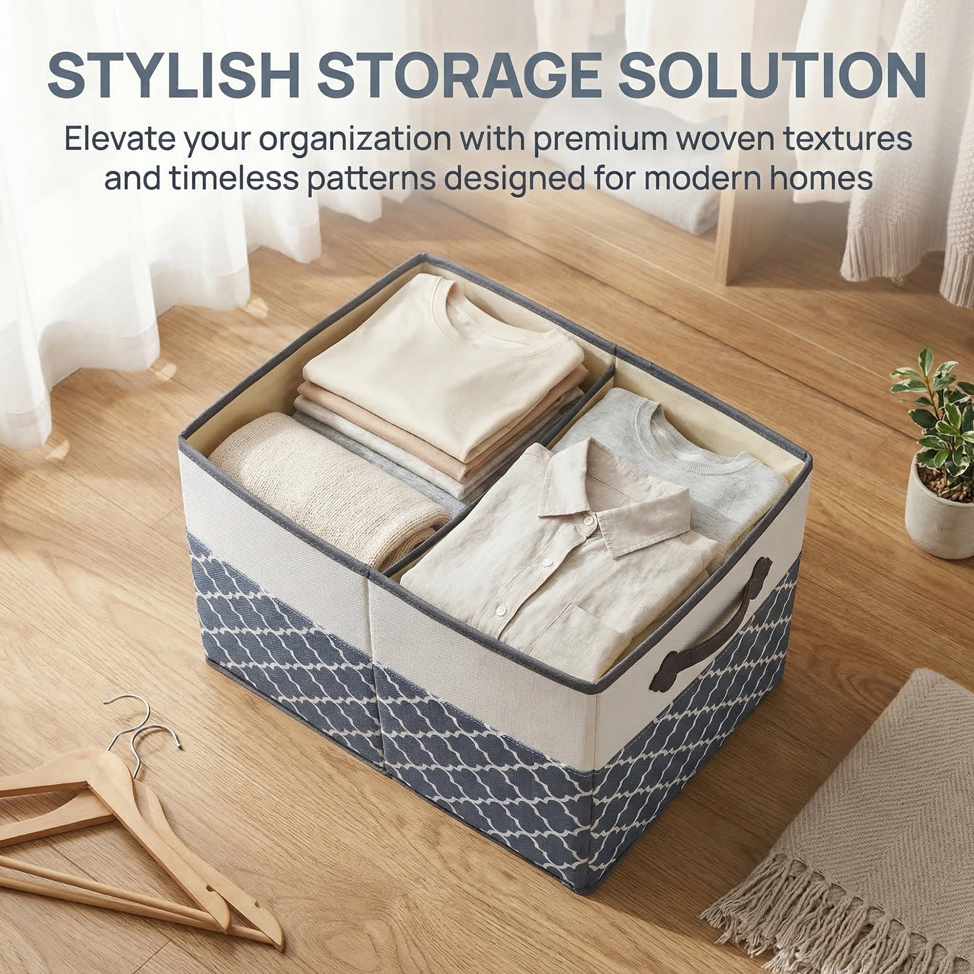 Unique Bargains Storage Basket with Handle for Organizing Objects Grey 17.3"x11.8"x10.6"