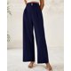 thumbnail image 2 of Pantalones de vestir de pierna ancha BTFBM 2025 de cintura alta para mujer, azul marino, 2 of 7