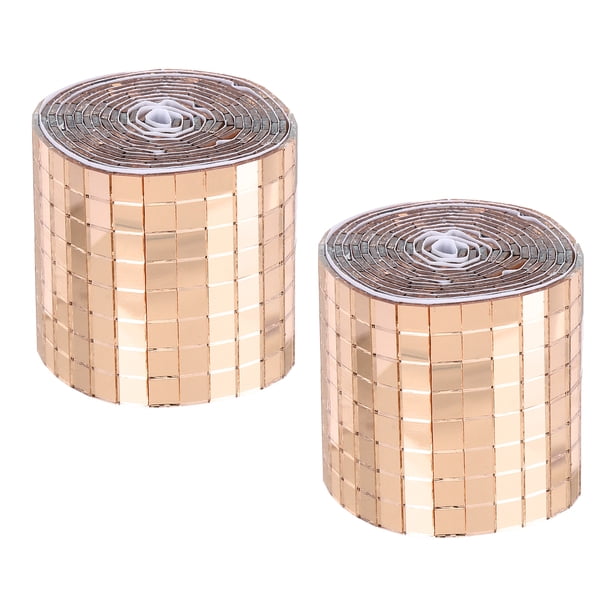 Azulejos de mosaico de vidrio autoadhesivos Uxcell 3200 Pcs 0.2'' x 0.2'' azulejos de disco oro rosa 2 Pcs