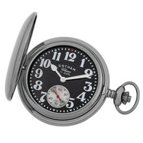 Gotham Men's Classic Mechanical Double Hunter Pocket Watch, Gunmetal Plated, Polished (GWC18808BBK)
