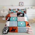 thumbnail image 3 of Country Western Bedding Sets Tribe Geometry Aztec 7 Piece Comforter Set Full Bed in a Bag,Cowboy Horse Sheet Set with Comforter,Gothic Bull Skull Cowgirl Southwestern Decor,Orange Teal, 3 of 6
