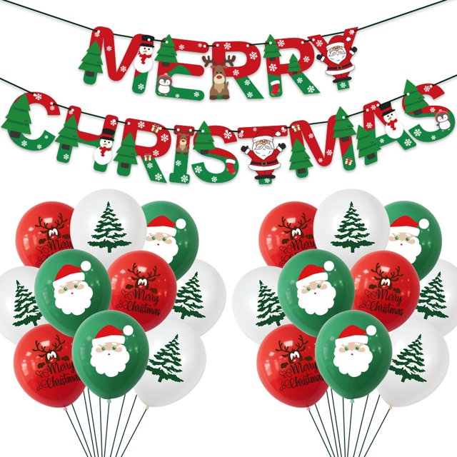 RV 20 Globos navideños Decoraciones para fiestas Globo de papel de color rojo y verde Globo de látex Navidad Año Nuevo Vacaciones Cumpleaños Decoración brillar Electrónica