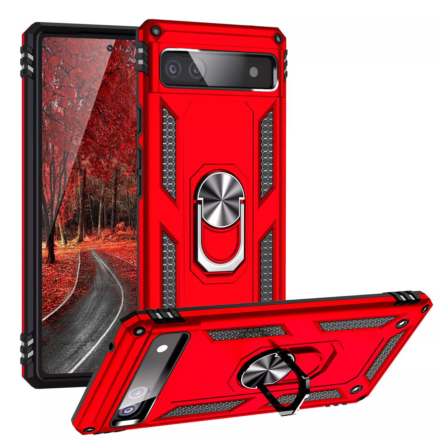 TJS for Google Pixel 6a Phone Case, Heavy Duty Rugged Shield Impact