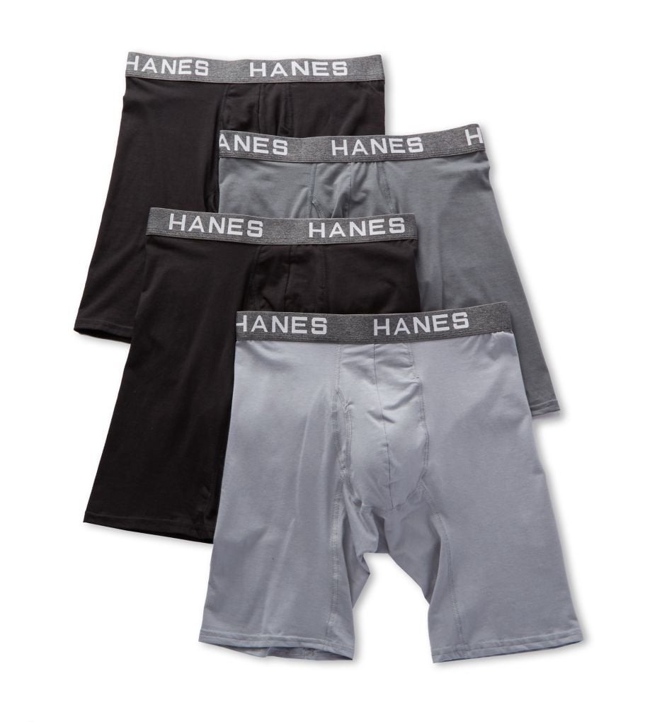 4 Pack L/Black Hanes Platinum Premium Boxer Briefs Y692 