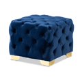 thumbnail image 1 of Baxton Studio Avara Modern Tufted Velvet Ottoman in Royal Blue and Gold, 1 of 7
