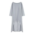 thumbnail image 4 of RQYYD Women 2 Piece Casual Outfit Sets Cotton Linen Irregular Long Sleeve Shirt And Loose High Waisted Long Shorts Set with Pockets Dark Gray M, 4 of 9