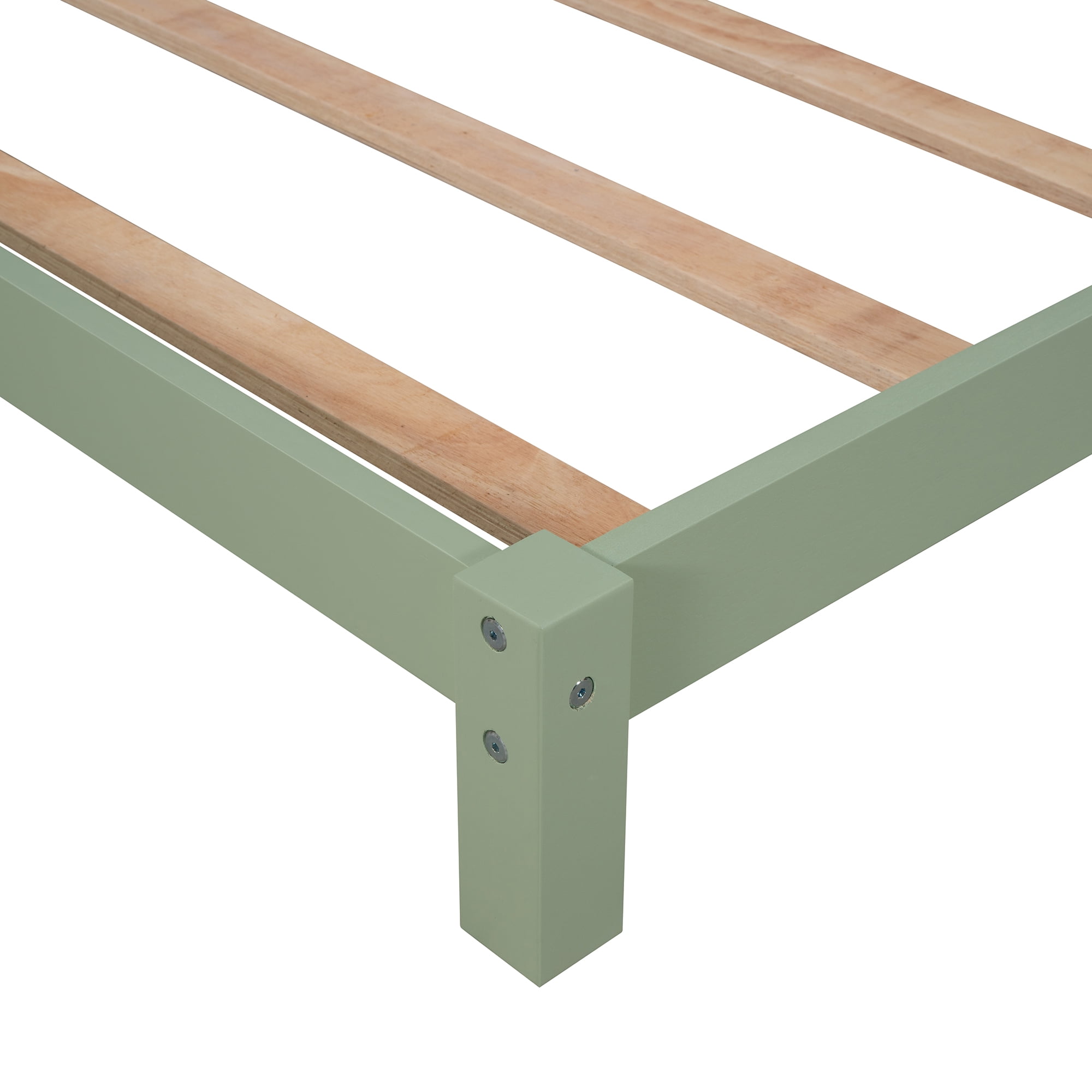 Aukfa Twin House Bed for Kids, Wood Platform Bed - Green