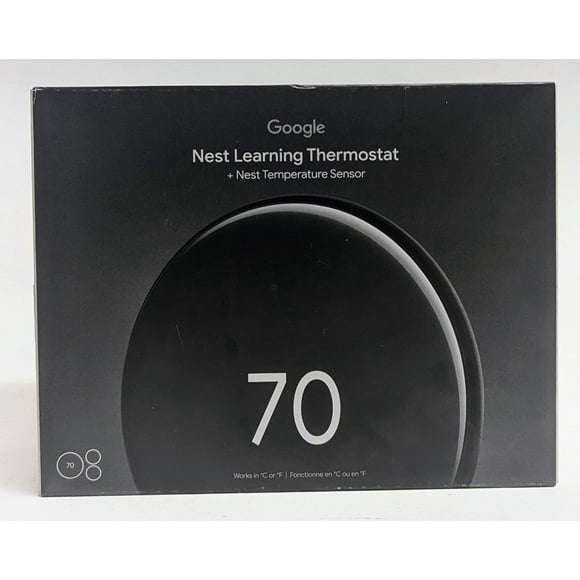 Google Nest Thermostat d'Apprentissage 4e Génération avec 2x Capteurs Nest - Obsidienne Polie
