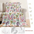 thumbnail image 5 of Easter Blanket Soft Cozy Warm Throw Blanket for Couch, Plush Fuzzy Flannel Fleece Blankets for Sofa, Spring Rabbit Ears Eggs Carrots Floral Green Plaid Bed Blankets Lightweight Gifts for Men, 50"x80", 5 of 9