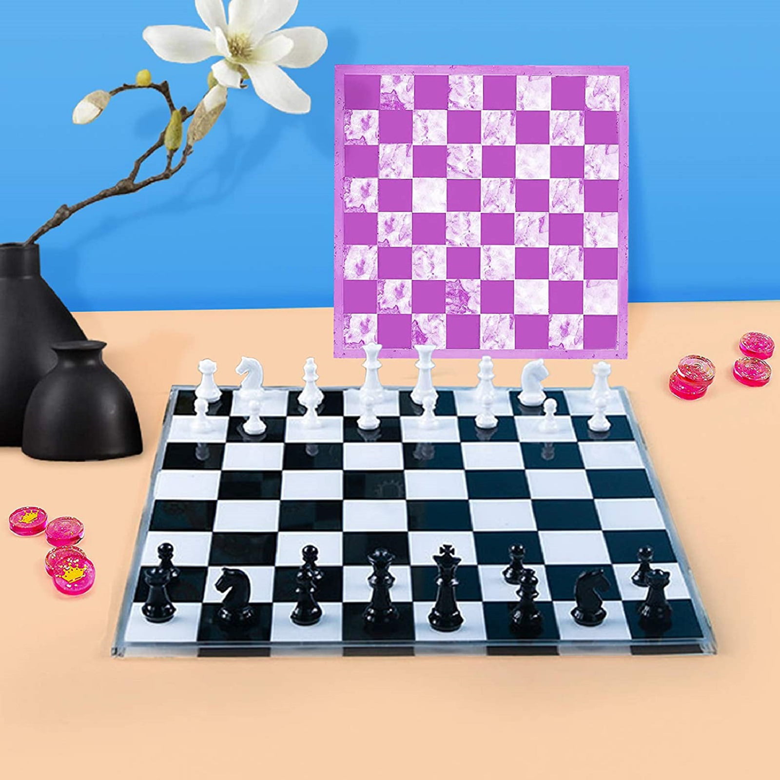 Funshowcase Epoxy Resin Dice Dominoes Chess Molds, Chess Mold #2595