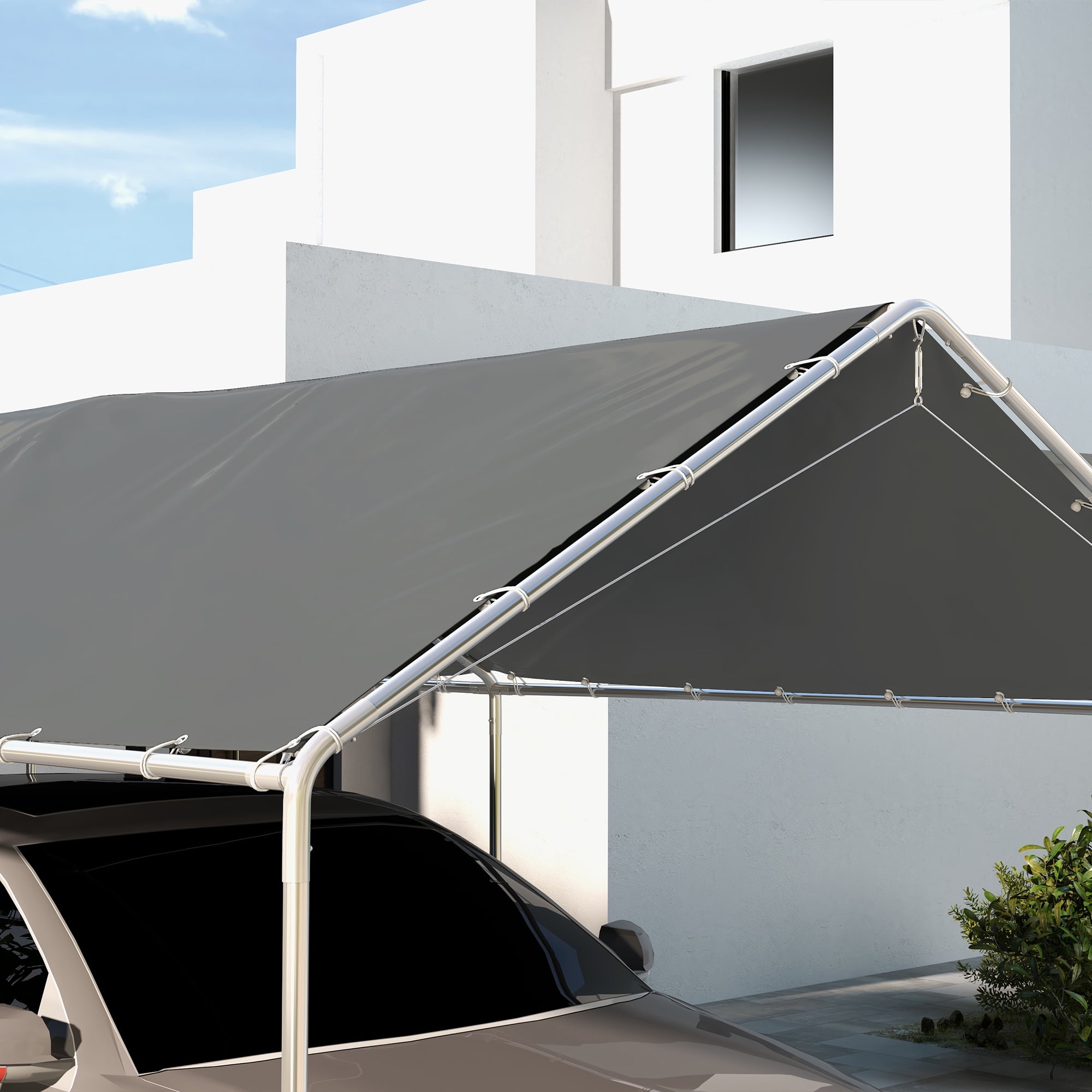 Outsunny 9.6' x 19.5' Carport Replacement Canopy Cover for 84C-159, Gray