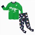 thumbnail image 5 of NOLDARES Kids Boys Pajamas Dinosaur Long Sleeve 2 Piece Cotton Set Toddler Sleepwear Cute Print Soft Pjs for Boys,Green,5-6 Y, 5 of 5