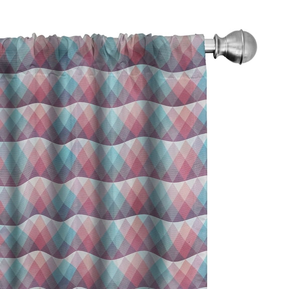 Ambesonne Geometric Window Curtains, Grunge Diamond Like Art, Each 28" W x 84" L, Pale Eggplant and Dried Rose