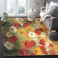 thumbnail image 5 of Area Rugs 2x3 Ft Retro Floral Red White Yellow Poppy Flowers Oil Painting Non-Slip Washable Rug Indoor Rug Floor Mats Non Shedding Carpet for Living Room Bedroom Dining Room Home Decor, 5 of 8