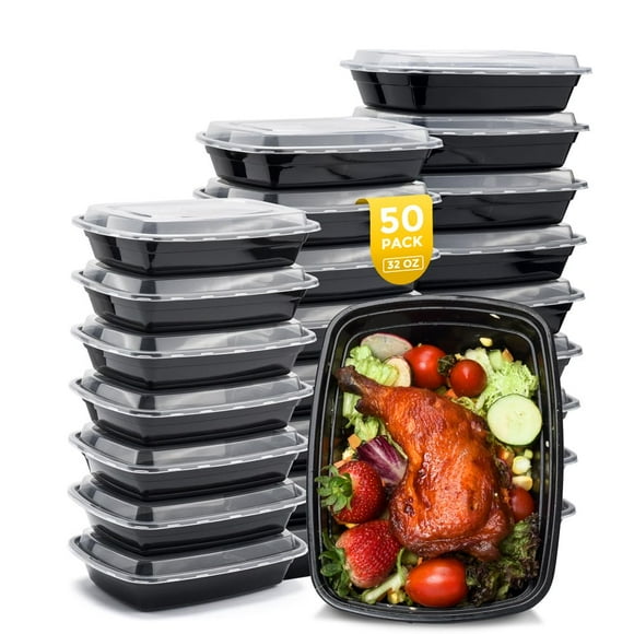 Recipientes para preparación de comidas Glotoch, 32 oz, reutilizables (paquete de 50) con tapas