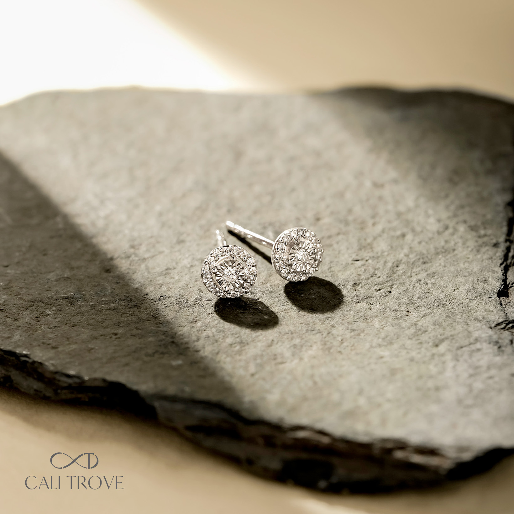 Cali Trove, 925 Sterling Silver Diamond Round Stud Earrings for Women, 1/10 Ct Natural White Diamonds