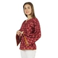 thumbnail image 2 of Moomaya Printed Top Full Sleeve Pleated Rayon Kurta Short Tunic Summer Blouse For Women, 2 of 8