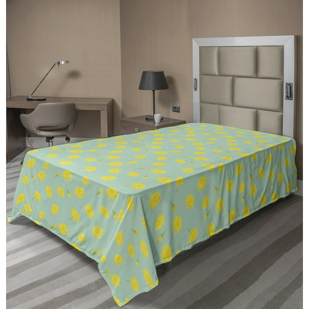 Floral Flat Sheet, Continuous Pattern with Dandelion