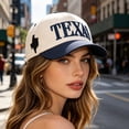 thumbnail image 5 of HuangHuanChen Trucker Hats Blank Hats Adjustable Baseball Caps for Men and Women TEXAS Letter Embroidered Two Tone Baseball Cap Unisex Casual Sports Sun Hat Navy A, 5 of 5