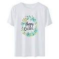 thumbnail image 4 of UPPADA Easter Femmes Oeufs Imprimé T-Shirts Heureux Easter Graphique Bunny Lapin Mignon T-Shirts Manches Courtes Décontracté Col Rond T-Shirts Été Basique Coupe Régulière Chemises Blanc,m, 4 of 5