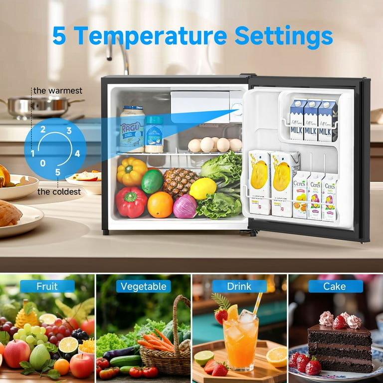 Aootek 1.6 Cu ft Single Door Mini Fridge with Freezer , Compact