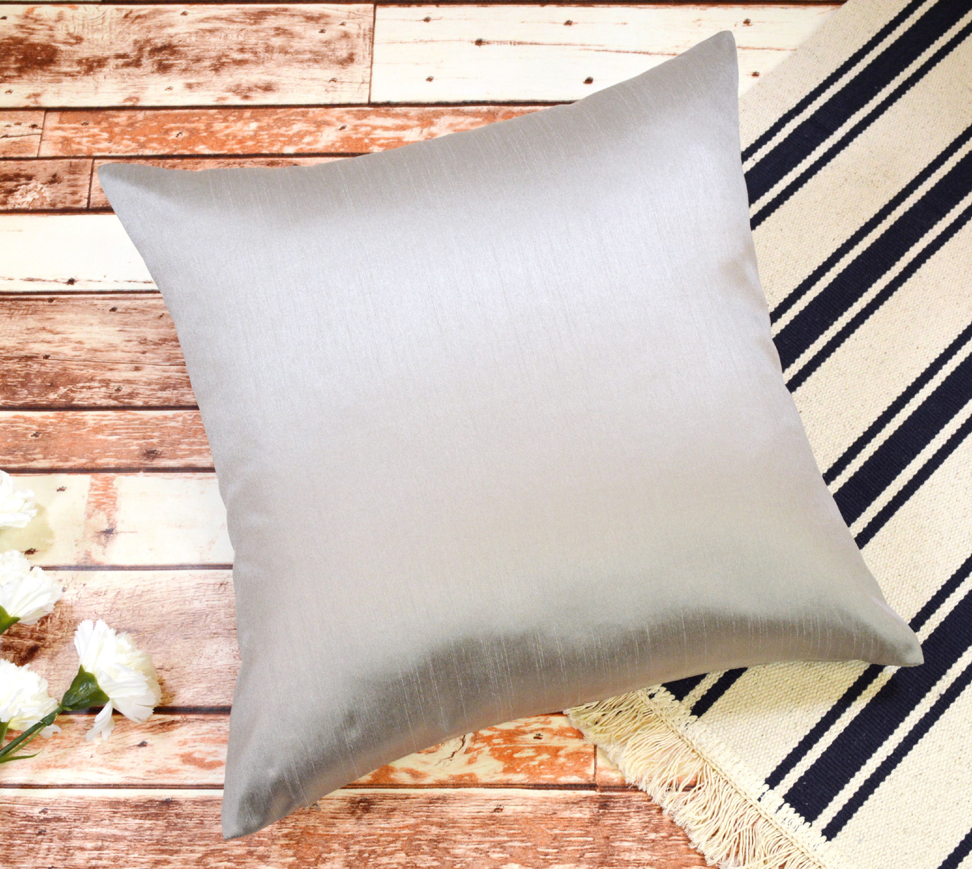 Aiking Home Solid Faux Silk Euro Sham / Pillow Cover 26 by 26 Silver