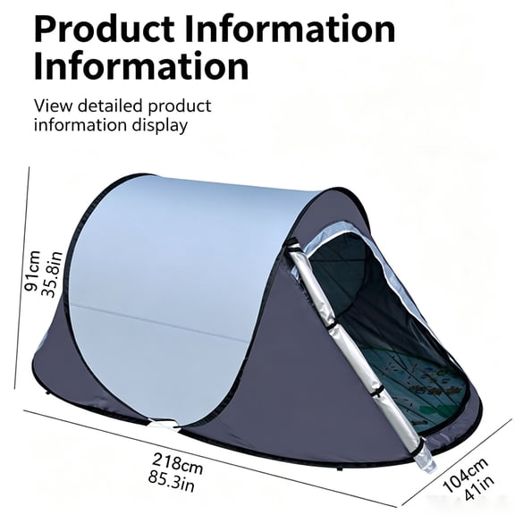 woonken 1‑2 Person Pop Up Camping Tent Silver Coated UV Protection Instant Outdoor Camping